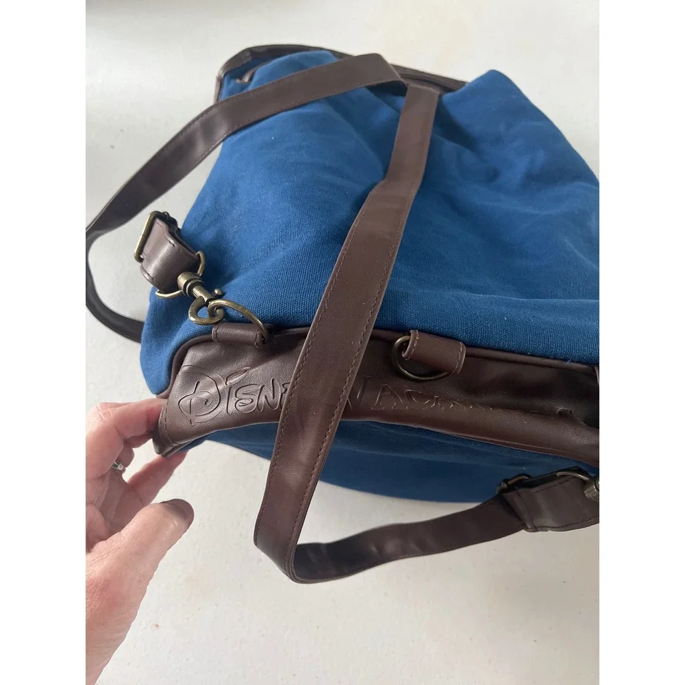 Disney Vacation Club Member Canvas Backpack Blue Brown DVC Rucksack Vintage